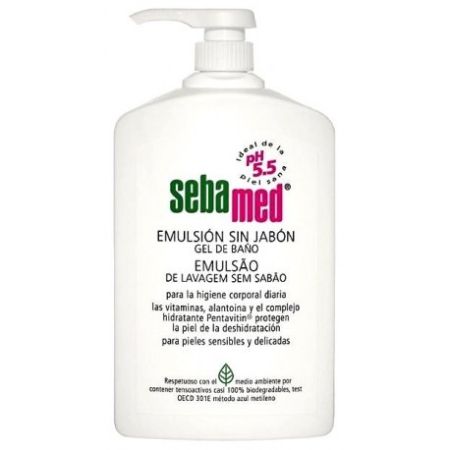Sebamed Emulsión Sin Jabón Gel De Baño Gel de ducha sin jabón limpia en profundidad evitando las irritaciones 1000  ml