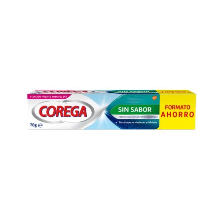 Corega Sin Sabor Crema Fijadora Formato Ahorro Crema fijadora proporciona ofrece mayor firmeza en la fijación de prótesis dentales 70 gr