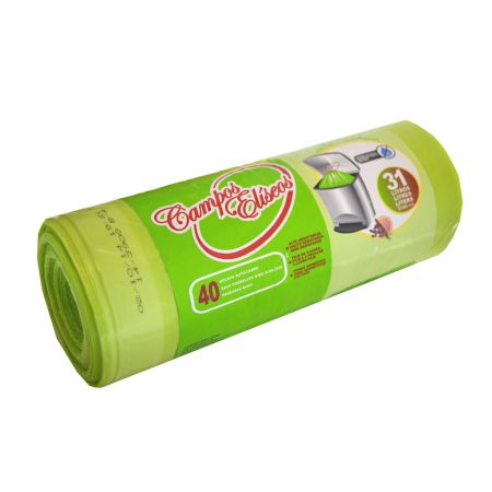 Campos Eliseos  Bolsas basura 57 x 65 cm. 31 litros autocierre, galga 70 40 ud verde