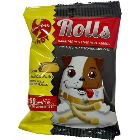 Nutri-Pet Rolls Barritas Rellenas Para Perros Pollo Barritas rellenas para perros recompensa saludable 50 gr