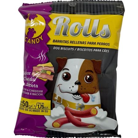 Nutri-Pet Rolls Barritas Rellenas Para Perros Cheddar Y Panceta Barritas rellenas para perros recompensa saludable 50 gr