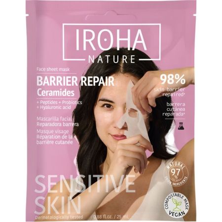 Iroha Nature Nature Barrier Repair Mascarilla Facial Mascarilla reparadora restaura fortalece y proteger la piel sensible con una barrera dañada