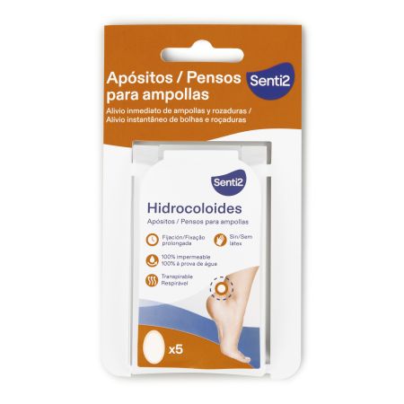 Senti2 Hidrocoloides Apósitos Para Ampollas Apósitos hidrocolóides 100% transpirables e impermeables ofrecen alivio de dolor instantáneo y fijación prolongada 5 uds