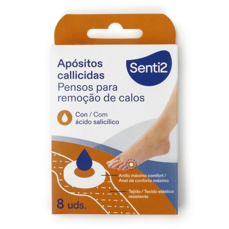 Senti2 Apósitos Callicidas Apósitos callicidas eliminan de manera eficaz y segura los callos de los pies con ácido salicílico 8 uds