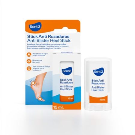 Senti2 Stick Anti Rozaduras Stick ayuda de forma visible a prevenir ampollas y rozaduras en los pies eliminando callosidades 15 ml