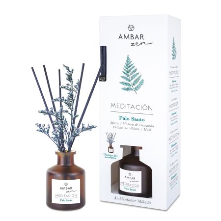 Ambar Zen Meditación Palo Santo Ambientador Mikado Ambientador mikado para hogar perfuma y decora con aroma amaderado hasta 45 días de duración 40 ml