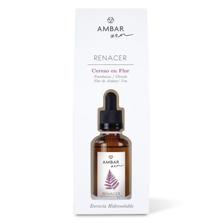 Ambar Zen Renacer Cerezo En Flor Esencia Hidrosoluble Esencia hidrosoluble para humidificador con tecnología de fusión ofrece aroma puro e intenso 50 ml