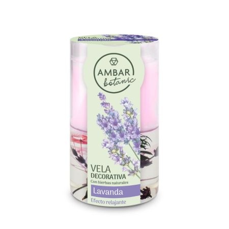 Ambar Botanic Lavanda Vela Decorativa Vela aroma a lavanda efecto relajante perfecta para momentos de serenidad y equilibrio 125 gr