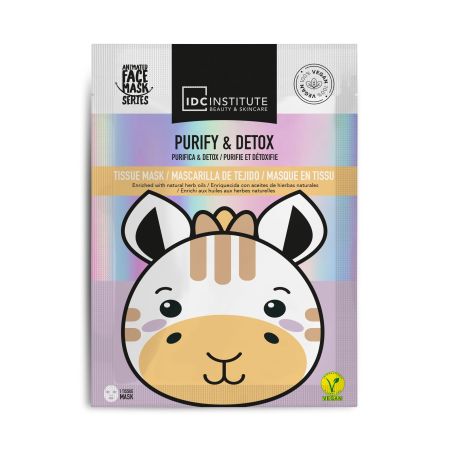 Idc Institute Purify & Detox Mascarilla Mascarilla vegana de tela calma la irritación y atenúa imperfecciones piel radiante