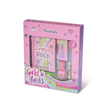 Martinelia Supergirl Notebook & Beauty Estuche Set de maquillaje con una libreta en espiral ideal para llevar siempre contigo