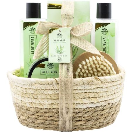 Becasan Nature Cesta De Mimbre Aloe Vera Rutina de baño relajante para cuidado corporal ideal para regalar