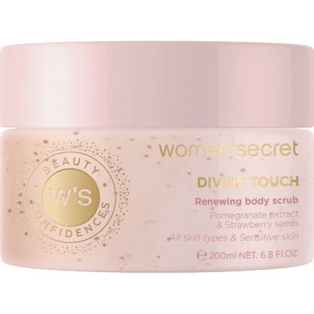 Women Secret Divine Touch Renewing Body Scrub Exfoliante corporal renueva y alisa con extracto de granada y semillas de fresa 200 ml