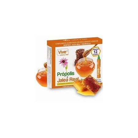 Vive+ Própolis Y Jalea Real+ Equinacea Complemento Alimenticio Complemento alimenticio refuerza el organismo y aumenta la sensación de energía 12 uds