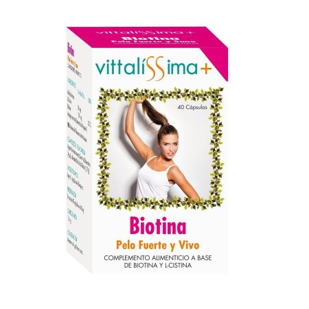 Vittalissima Biotina Pelo Fuerte Y Vivo Complemento Alimenticio Complemento alimenticio para un pelo sano y fuerte 40 uds