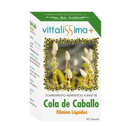 Vittalissima Cola De Caballo Complemento Alimenticio Complemento alimenticio ayuda a la eliminación de líquidos y disminuye sensación de hinchazón 50 uds