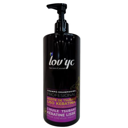 Lov'Yc Champú Profesional Aceite De Tsubaki Champú liso keratina controla el encrespado 750 ml