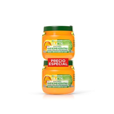 Fructis Adiós Daños Macarilla Ultra Reparadora Duplo Precio Especial Mascarilla fortificante limpia repara y rellena las grietas para cabello dañado 2x320 ml