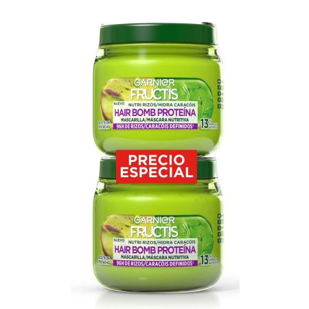 Fructis Nutri Rizos Hair Bomb Proteína Mascarilla Precio Especial Mascarilla nutritiva controla el encrespamiento y define los rizos para cabello rizado y ondulado 2x320 ml