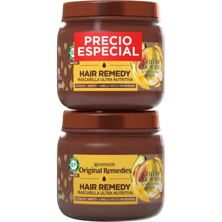 Original Remedies Aceite De Aguacate Hair Remedy Mascarilla Precio Especial Mascarilla ultranutritiva antiencrespamiento para cabello rebelde y difícil de controlar 2x340 ml