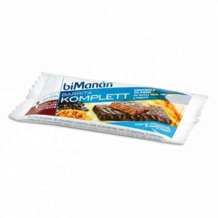 Bimanan Barrita Komplett Chocolate Crujiente Complemento Alimenticio Complemento alimenticio ayuda a la bajada de peso rico en proteínas y fibra 1 ud