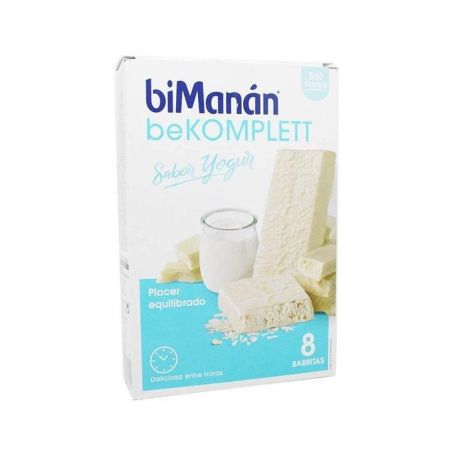 Bimanan Bekomplett Sabor Yogur Complemento Alimenticio Barritas alimenticias sin gluten ayuda a la bajada de peso aportando valor energético 8 uds