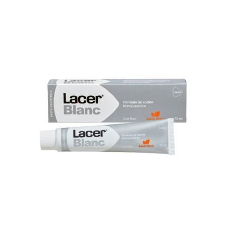 Lacer Blanc Pasta Dentífrica Acción Blanqueadora Intensa Pasta de dientes con flúor fórmula de acción blanqueadora sabor citrus 75 ml
