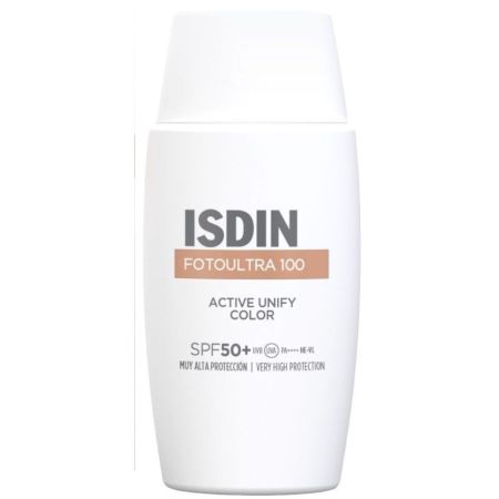 Isdin Fotoultra 100 Active Unify Color Spf 50+ Protector solar facial con color de textura fluida y rápida absorción corrige manchas solares 50 ml