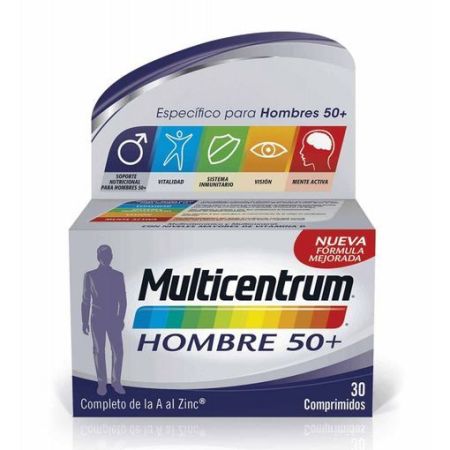 Multicentrum Hombre 50+ Complemento Alimenticio Multivitamínico y multivitaminas satisface necesidades nutricionales a partir de 50 años 30 uds