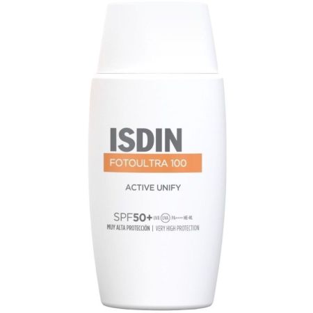 Isdin Fotoultra 100 Active Unify Spf 50+ Protector solar facial de textura fluida y rápida absorción corrige manchas solares 50 ml