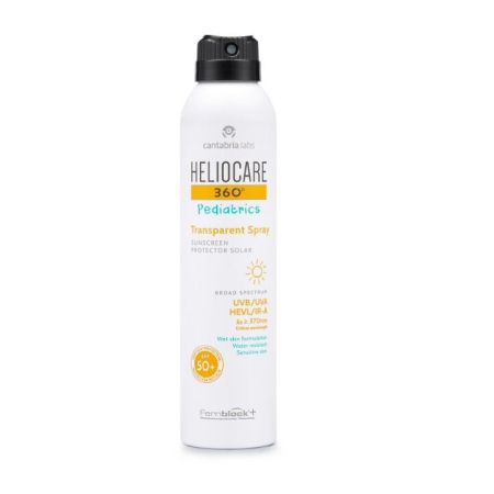 Heliocare 360º Pediatrics Transparent Spray Protector Solar Spf 50+ Spray solar infantil resistente al agua y a la arena ofrece acabado invisible y rápida absorción 200 ml