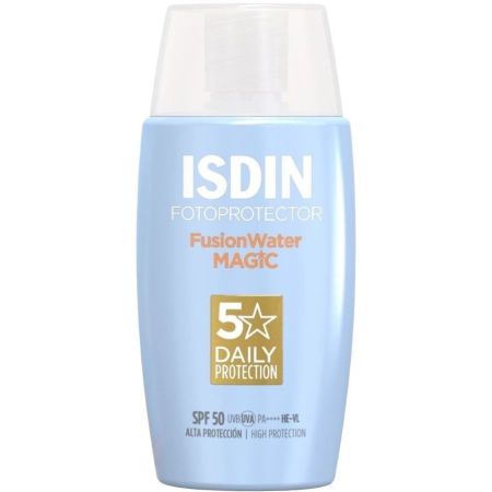 Isdin Fotoprotector Fusionwater Magic Spf 50 Protector solar facial ultraligero resistente al agua ofrece hidratación intensa y absorción inmediata 50 ml