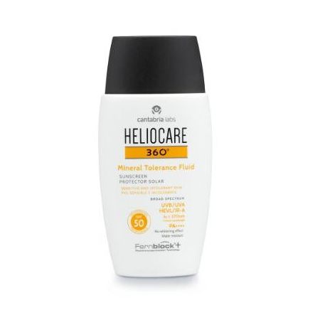 Heliocare 360º Mineral Tolerance Fluid Protector Solar Spf 50 Protector solar de textura ligera y alta tolerancia resistente al agua para acabado invisible 50 ml