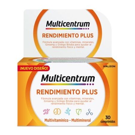 Multicentrum Rendimiento Plus Complemento Alimenticio Multivitamínico y multimineral refuerza el rendimiento físico y mental 30 uds