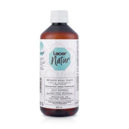 Lacer Natur Enjuague Bucal Diario Colutorio diario 100% ingredientes naturales con acción antiséptica y previene la caries 500 ml