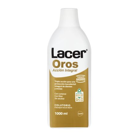 Lacer Oros Acción Integral Colutorio Enjuage bucal triple acción integral anticaries previene el sangrado gingival 1000 ml