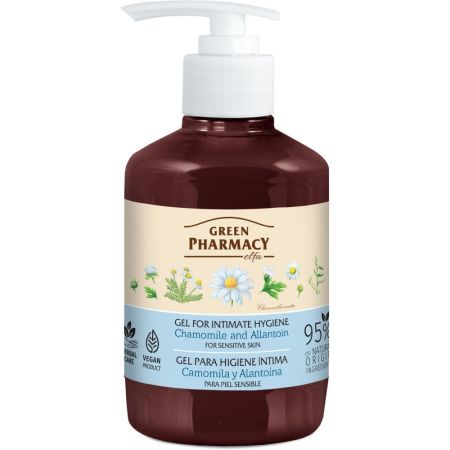 Green Pharmacy Camomila Y Alantoína Gel Para Higiene Íntima Gel de higiene íntima limpia e hidrata proporcionando sensación de frescura y comodidad 370 ml