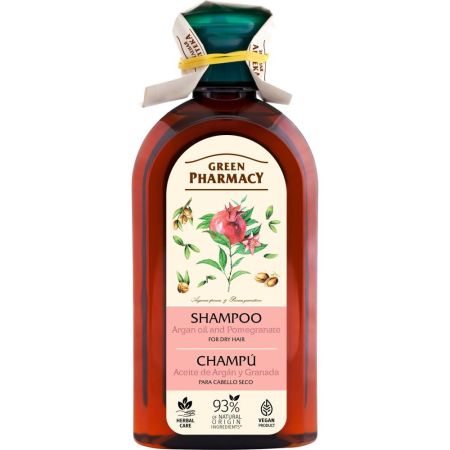 Green Pharmacy Aceite De Argán Y Granada Champú Champú fortalece regenera y calma las irritaciones y picores para cabello seco apagado o dañado 350 ml