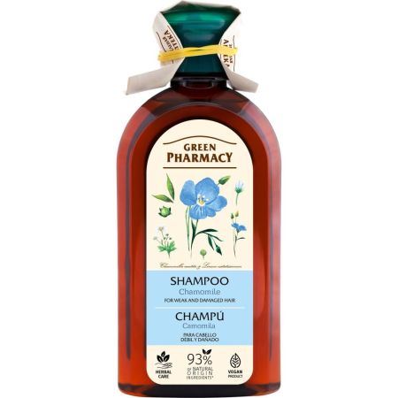 Green Pharmacy Camomila Y Aceite De Lino Champú Champú hidratante regenerador y fortalecedor ofrece brillo para cabello teñido 350 ml