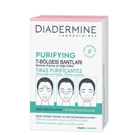 Diadermine Tiras Purificantes Tiras purificantes eliminan puntos negros purificando la piel para nariz frente y barbilla 6 uds