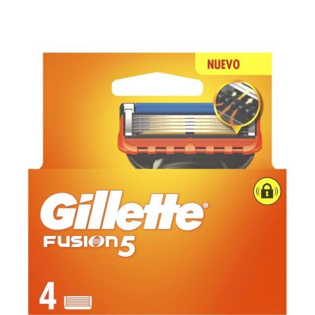 Gillette Fusion 5 Maquinilla De Afeitar Recambio Maquinilla de afeitar con banda lubricante y refrescante ofrece hidratación óptima 4 uds