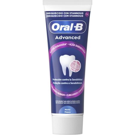 Oral-B Dentífrico Advanced Protección Contra La Sensibilidad Menta Pasta de dientes antibacteriana alivia el dolor por hipersensibilidad y calma las encías 75 ml