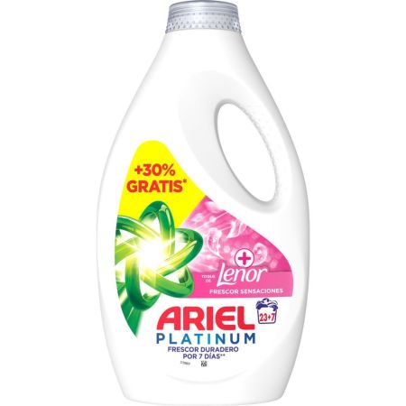 Ariel Detergente Platinum Lenor Sensaciones Formato Especial Detergente líquido para limpieza en frío ofrece un frescor floral a tu ropa 30 lavados 1350 ml