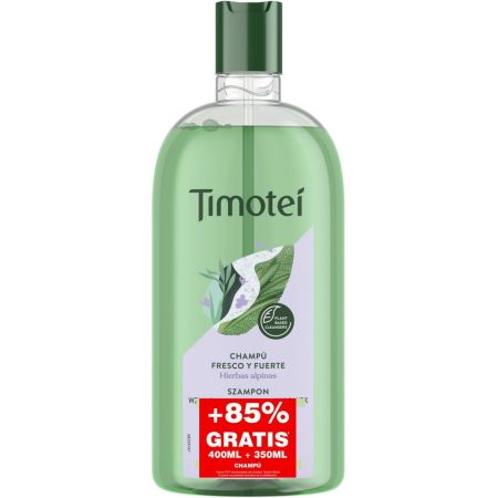 Timotei Champú Fresco Y Fuerte Formato Especial Champú revitalizante aporta resistencia y brillo con hierbas alpinas 100% naturales 750 ml