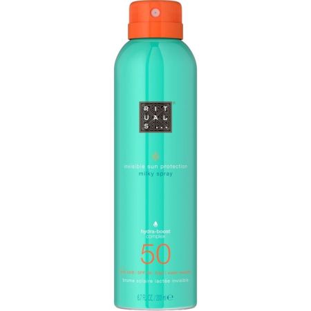 Rituals The Ritual Of Karma Sun Protection Milky Spray Spf 50 Leche solar resistente al agua de absorción rápida y no pegajosa bronceado radiante 200 ml