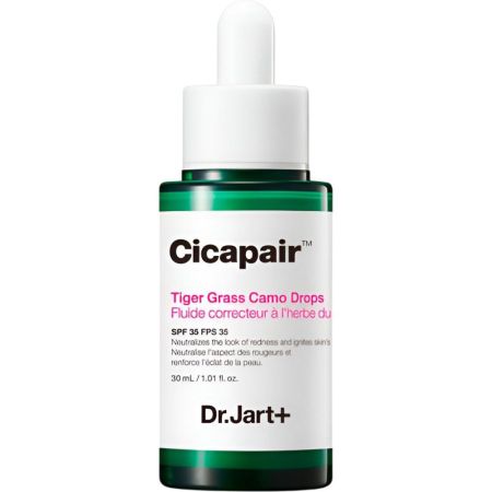 Dr.Jart+ Cicapair Tiger Grass Camo Drops Spf 35 Gotas faciales verdes neutralizan enrojecimiento y protegen para acabado uniforme natural y ultraluminoso 30 ml
